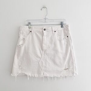 Abercrombie & Fitch Zoe Natural Rise Vintage A-Line Denim Mini Skirt White 12